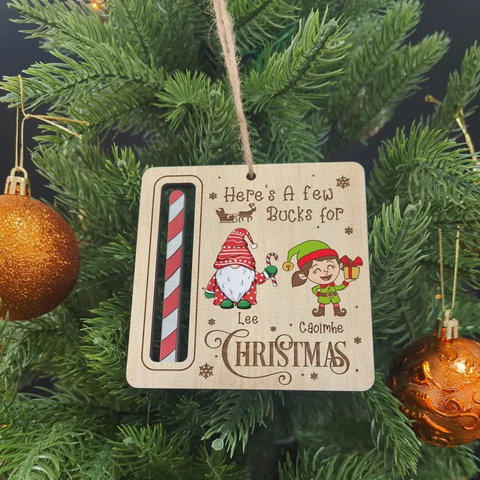 Here's A Few Bucks For Christmas - Personalized Wooden Ornament, Gift For Christmas - ORN159