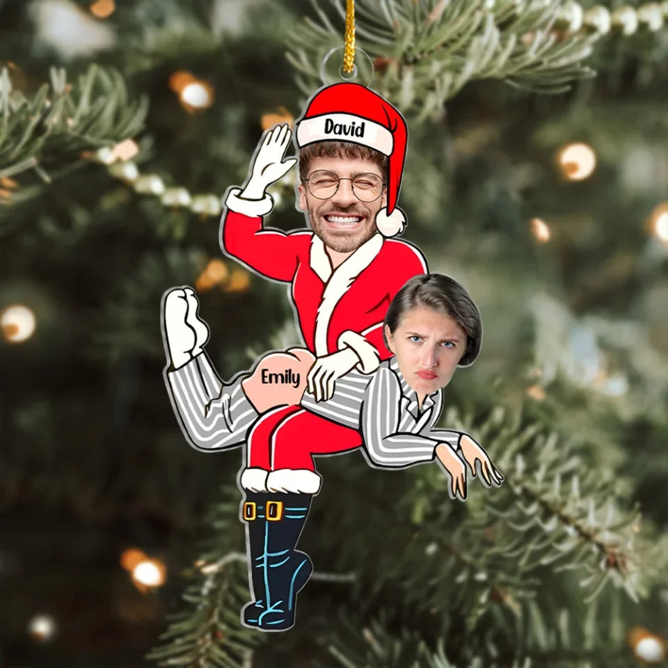 Funny Santa Couple - Personalized Acrylic Ornament, Couple Christmas Gift