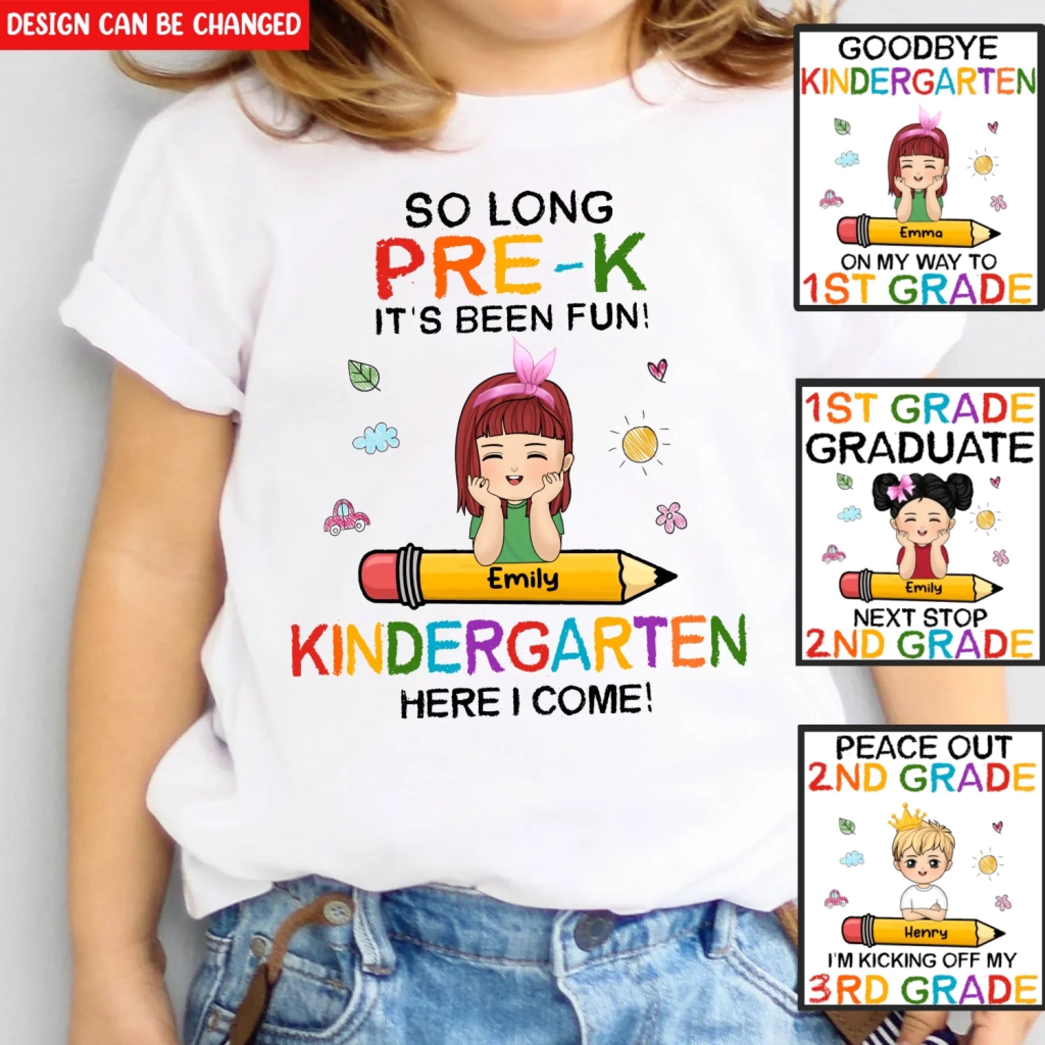 So Long Pre-K It's Been Fun - Personalized T-Shirt, 2025 Graduation Gift for Kids, Pre-K/Kindergarten/Primary School Grad Shirt