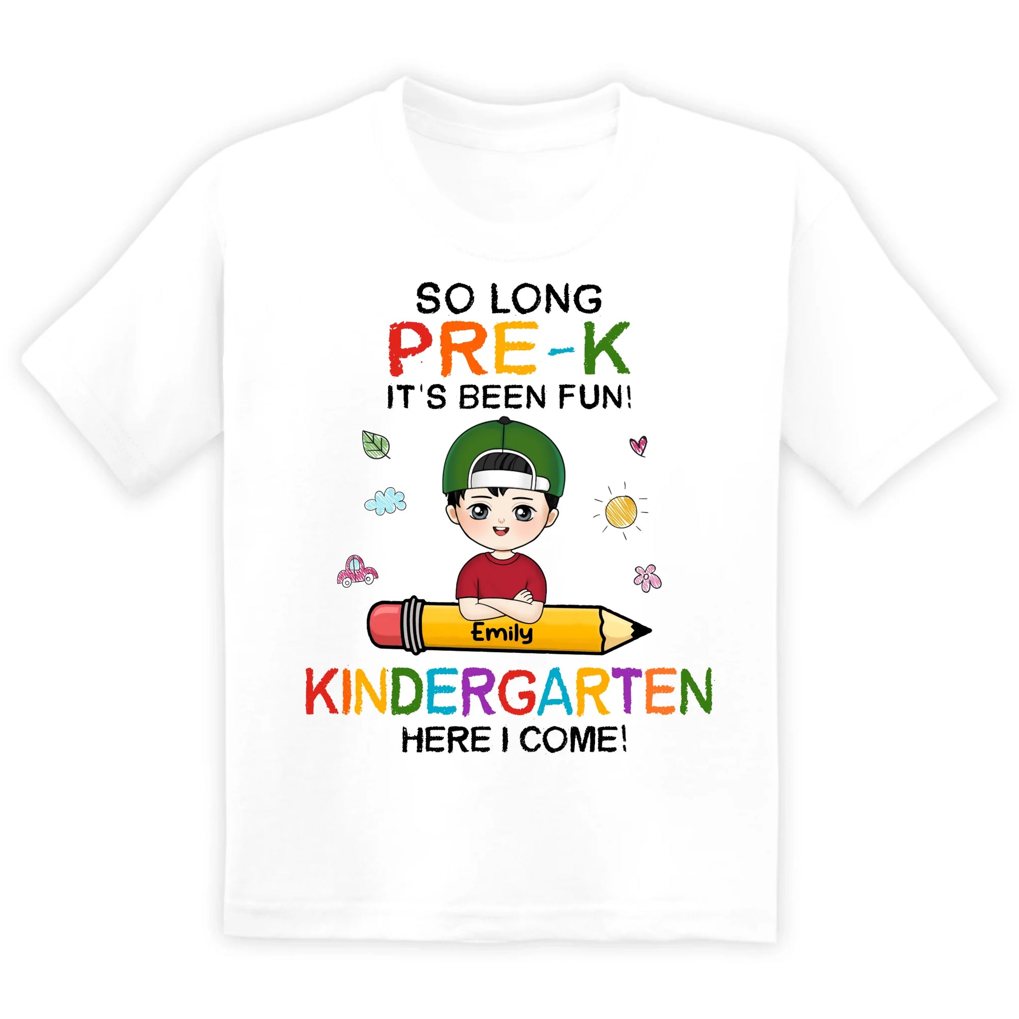 So Long Pre-K It's Been Fun - Personalized T-Shirt, 2025 Graduation Gift for Kids, Pre-K/Kindergarten/Primary School Grad Shirt
