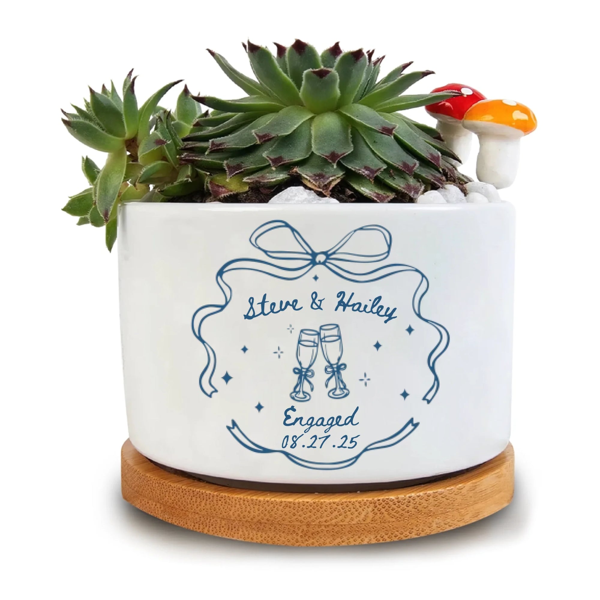 Minimal Line Art Design With Couple Names & Date - Personalized Plant Pot, Gift for Newlyweds, Romantic Gift For Couple