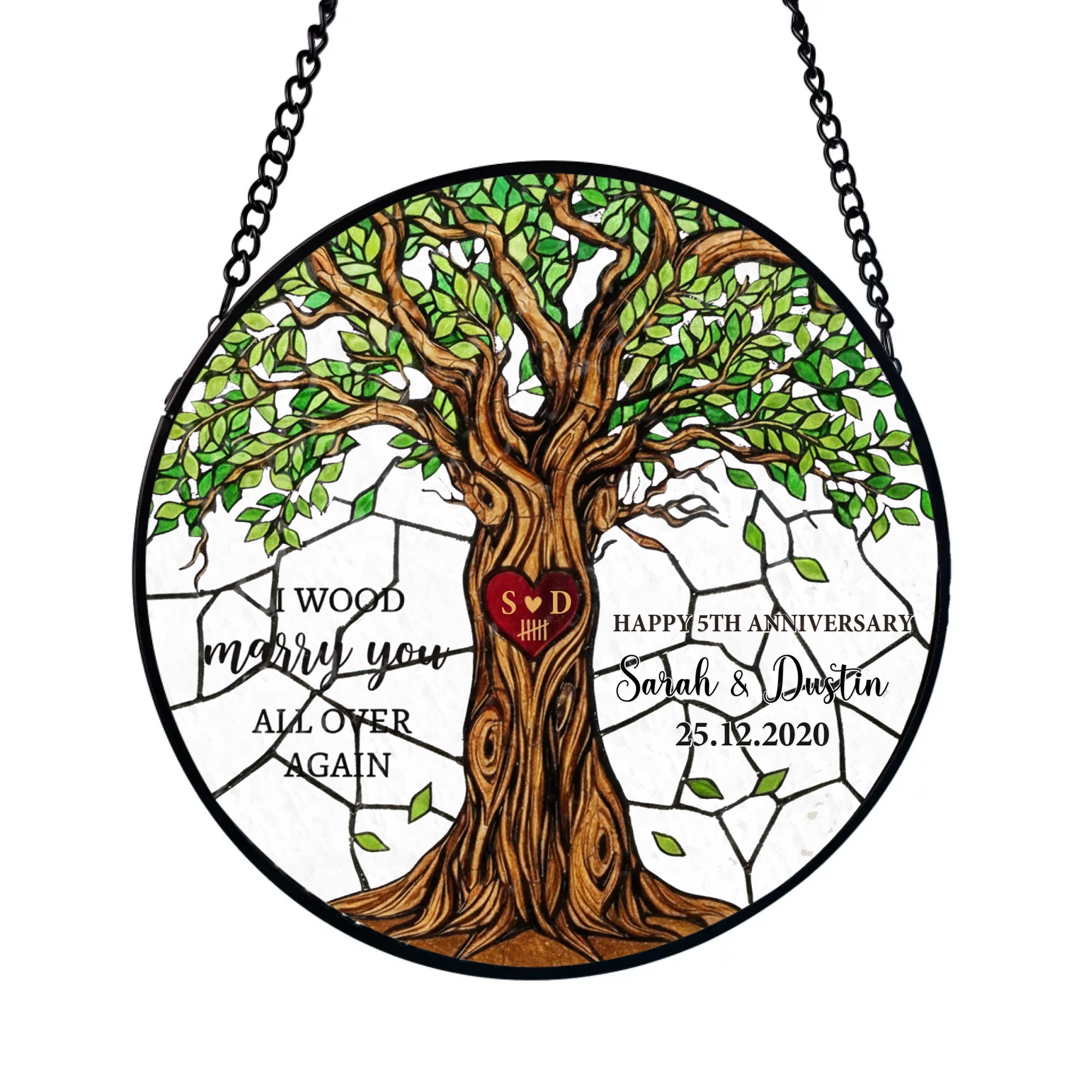 I Wood Marry You All Over Again - Personalized Window Stained Glass, Couple Gift, Anniversary Gift