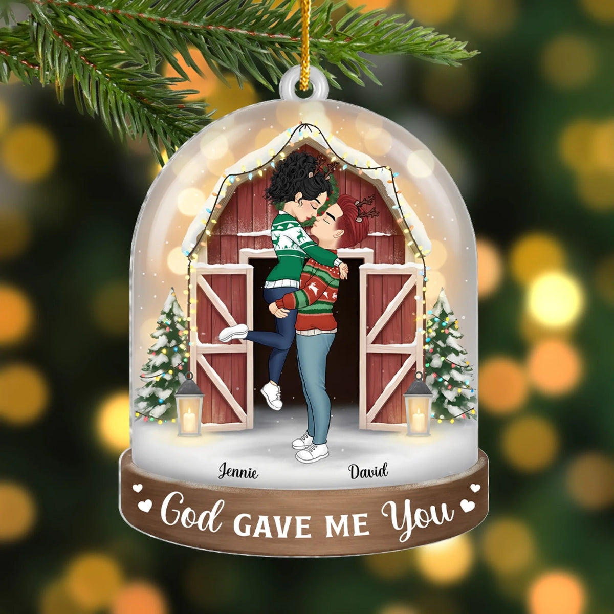 God Gave Me You - Personalized Acrylic Ornament, Gift For Couples, Love Keepsake Gift