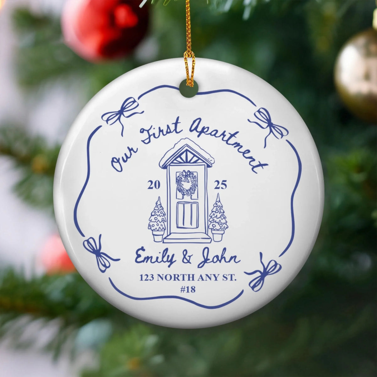 First Christmas In Our First Apartment - Personalized Ceramic Ornament, Romantic Gift For Couples, Newlywed Memory Keepsake