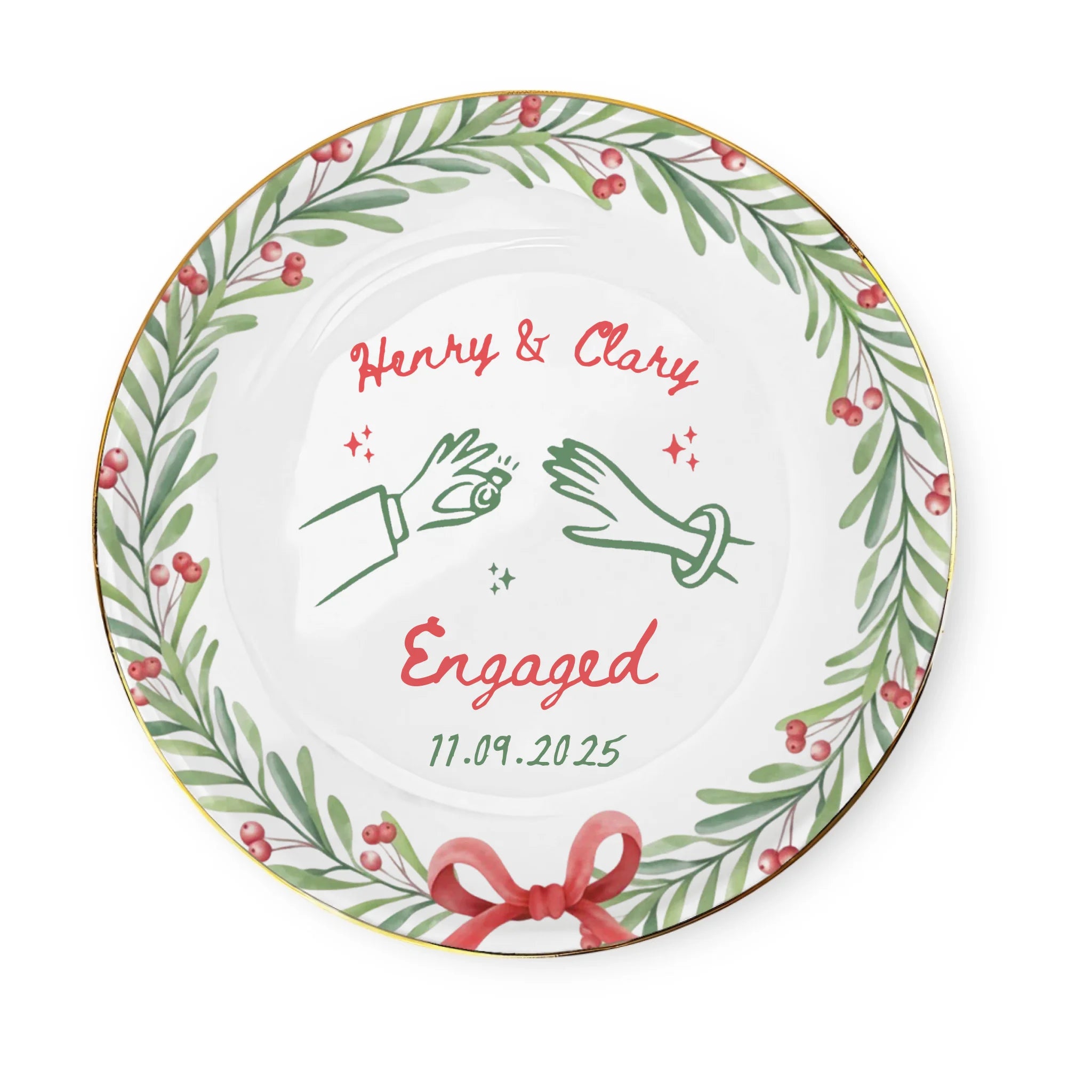 Our Engagement Story - Personalized Jewelry Dish, Christmas Gift For Newlywed, Custom Names & Date, Romantic Keepsake for Couples