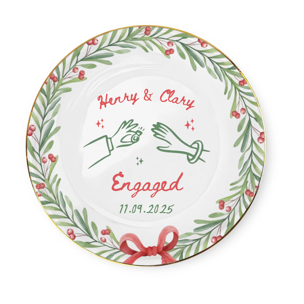 Our Engagement Story - Personalized Jewelry Dish, Christmas Gift For Newlywed, Custom Names &amp; Date, Romantic Keepsake for Couples