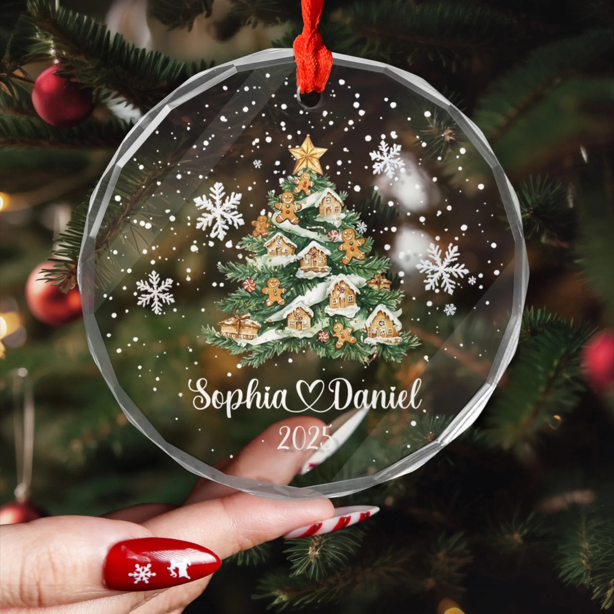 Couple Snowflake Holiday - Personalized Glass Ornament, Gift For Couple, Wedding Ornaments, Newlywed Gifts
