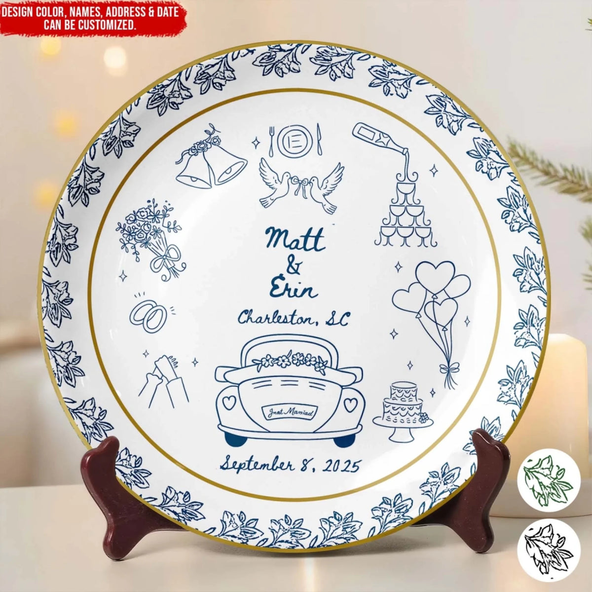 Where Our Forever Begins - Personalized Ceramic Round Plate, Wedding Keepsake Plate, Anniversary Gift For Couples