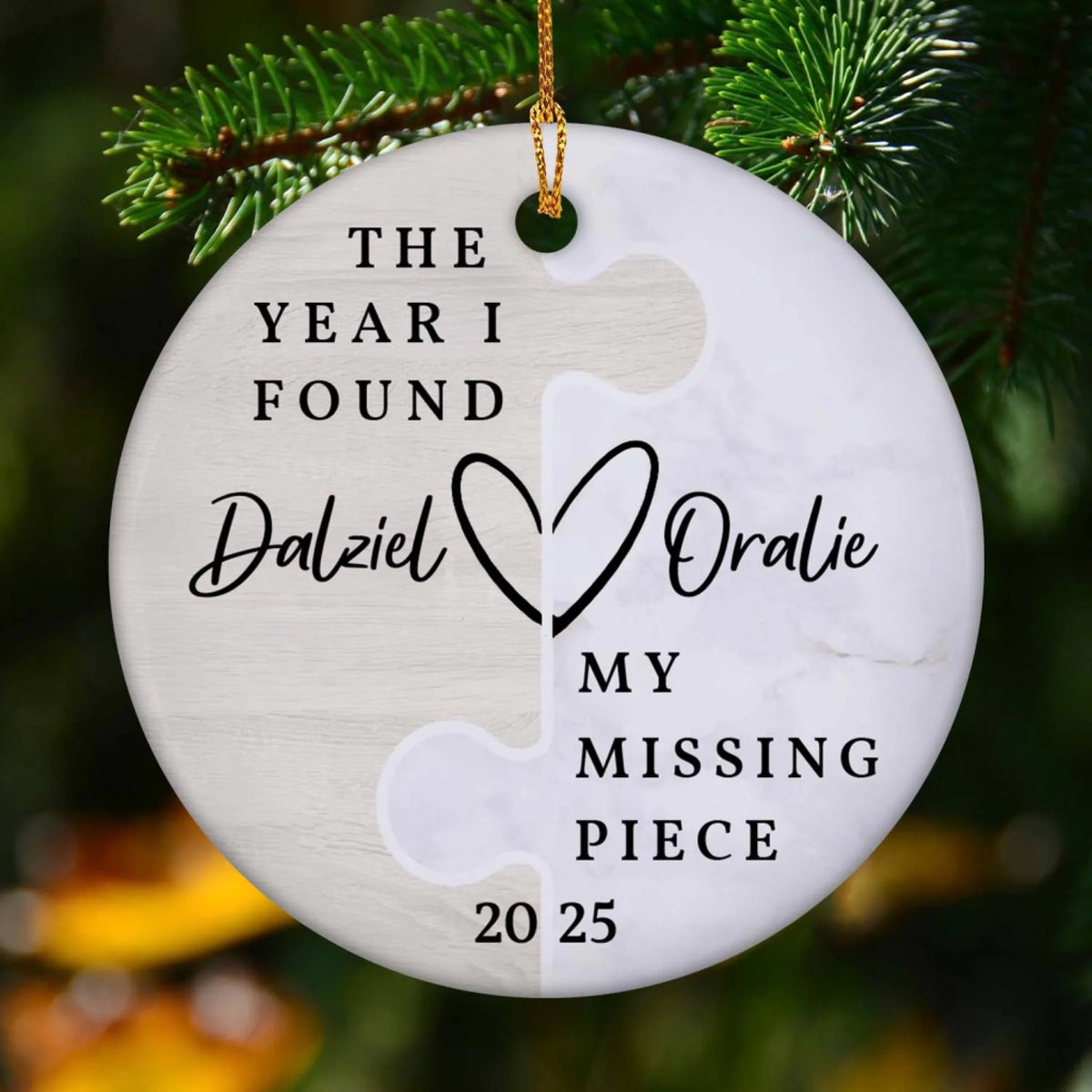 Missing Piece The Year I Found - Personalized Ceramic Ornament, Gift For Couples, Christmas Gift