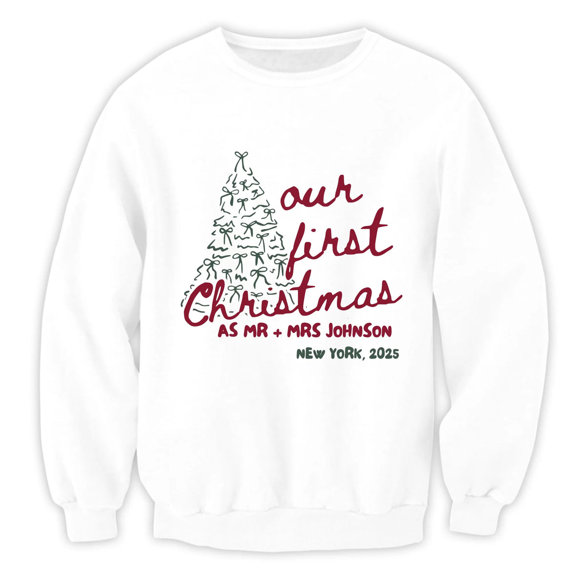 First Christmas As Mr &amp; Mrs - Personalized Sweatshirt, Gift For Couples, Merry and Married, Custom Couples Christmas Shirts