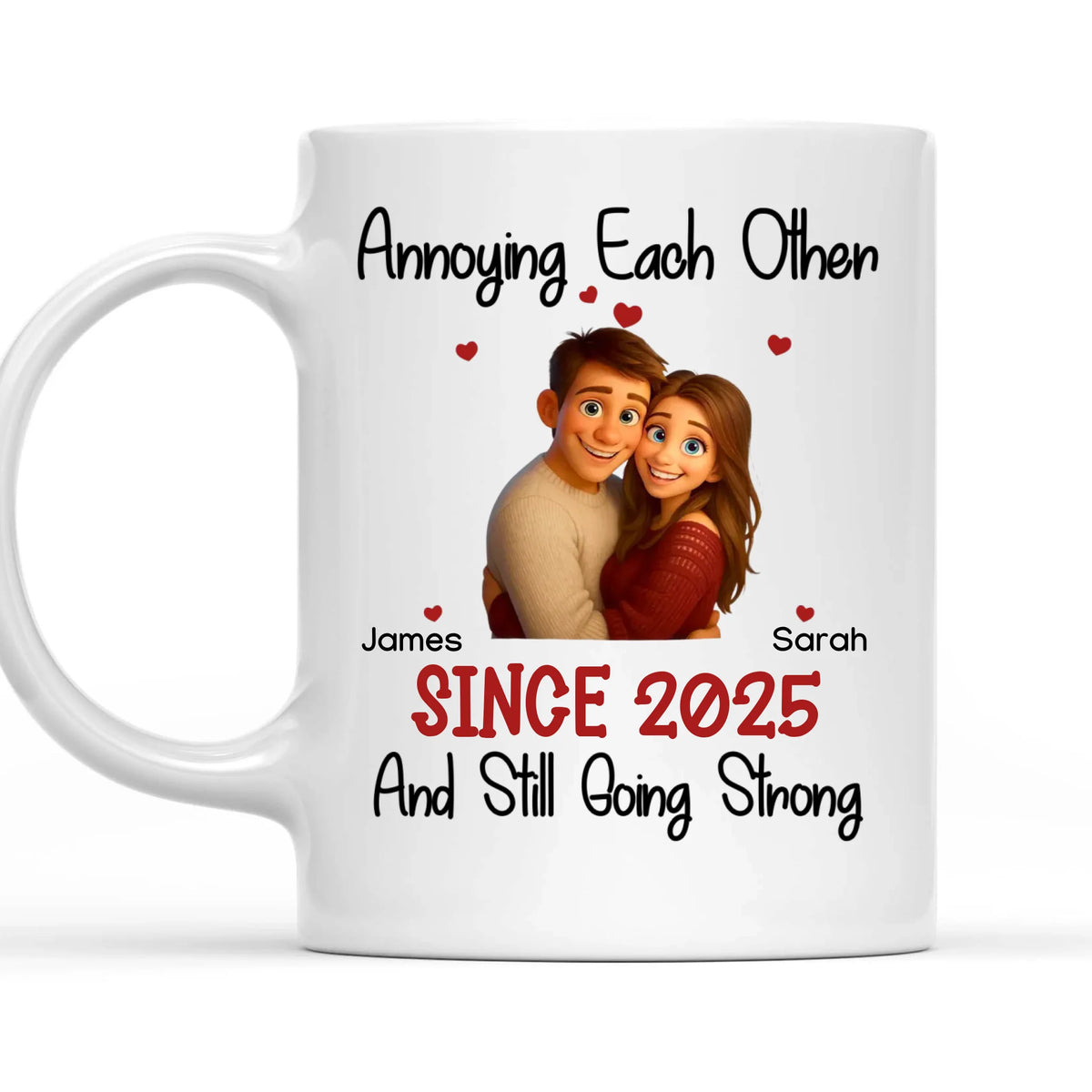 Couple 3D Pixar Portrait Annoying Each Other Since &amp; Still Going Strong - Personalized Mug, Drawing Portrait From Photo