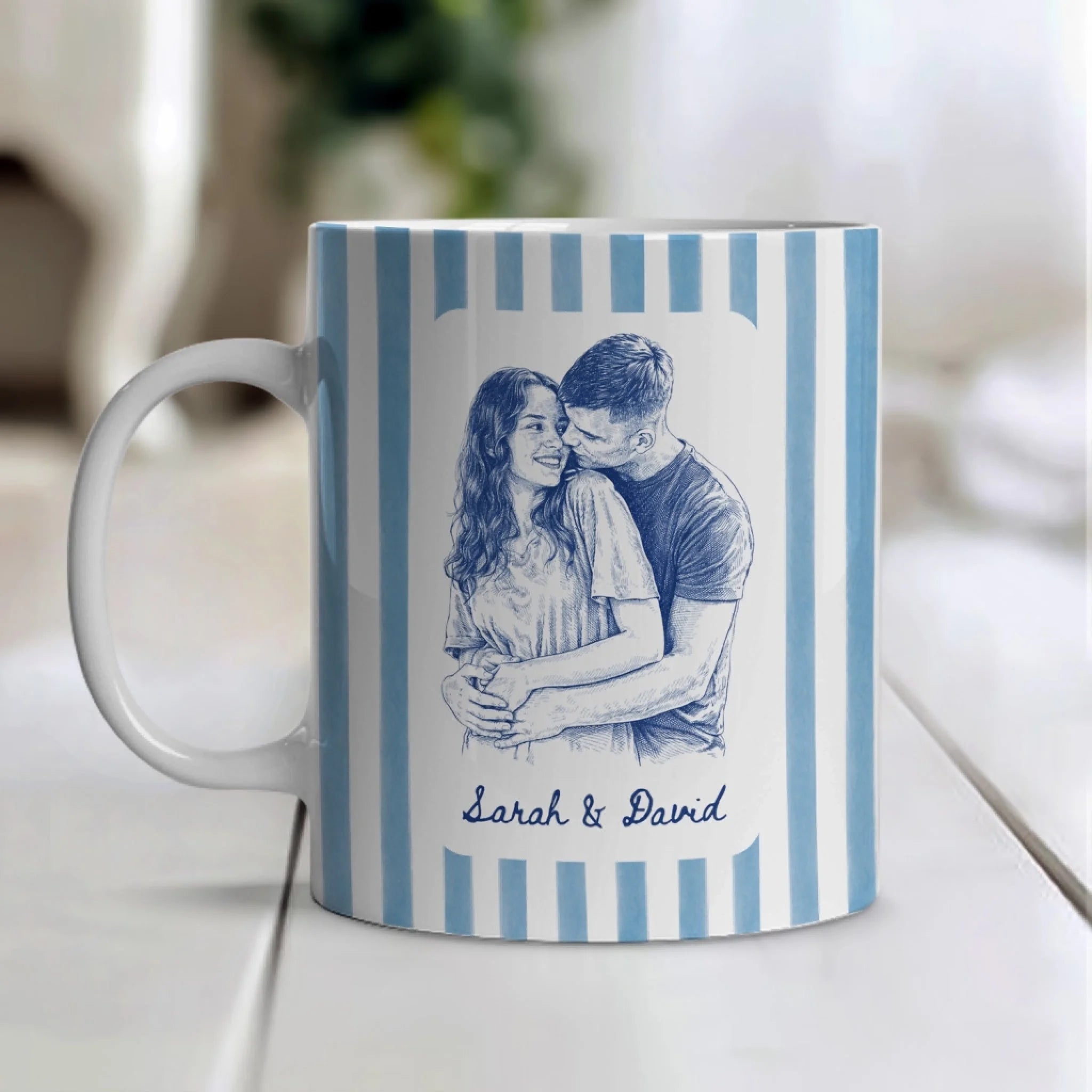 Couple Portrait Mug In Toile De Jouy Style mk 1 (1)