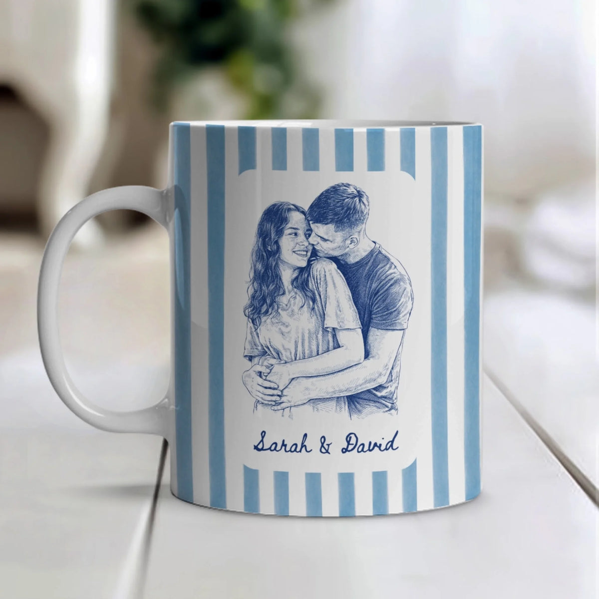 Couple Portrait Mug In Toile De Jouy Style mk 1 (1)