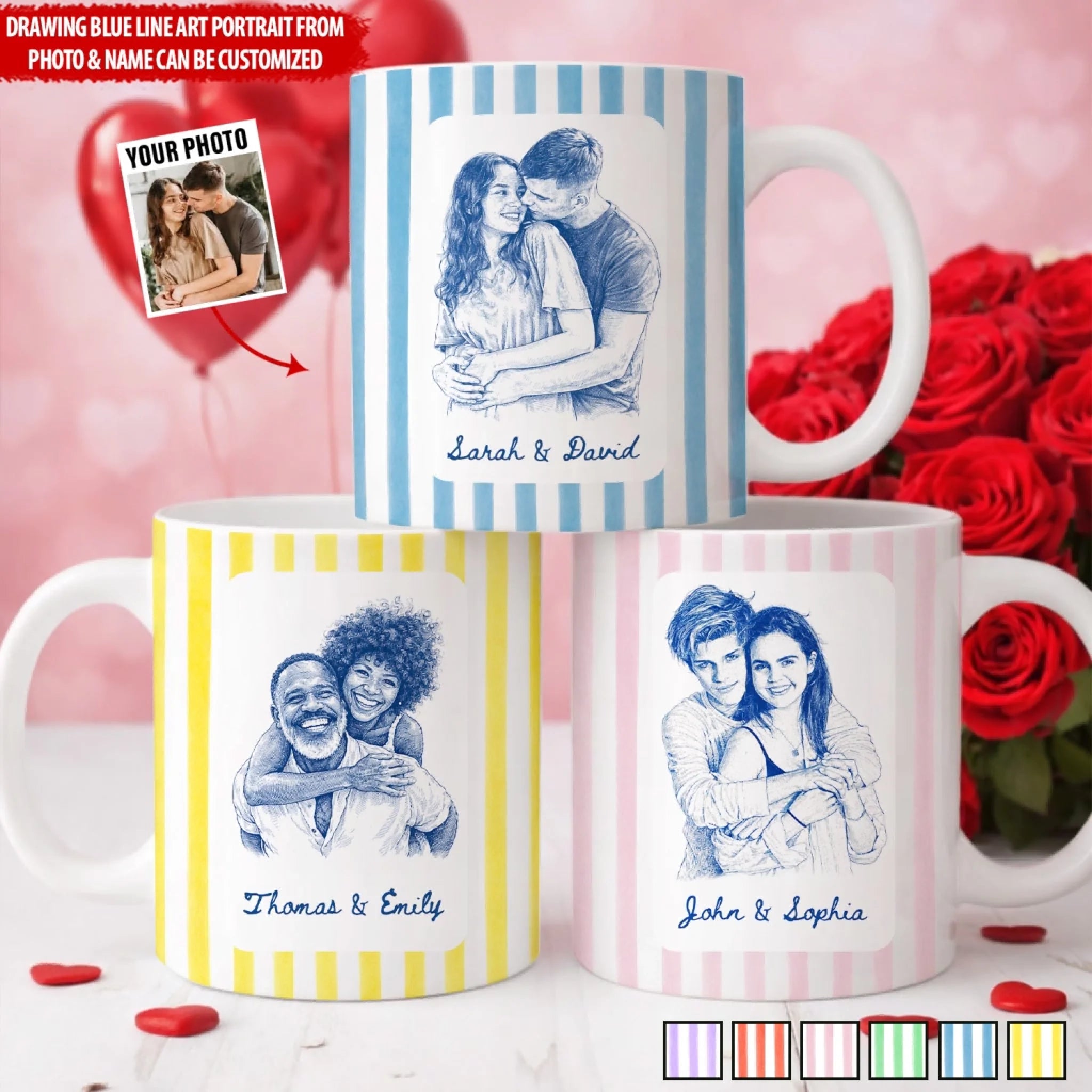 Couple Portrait Mug In Toile De Jouy Style mk ads