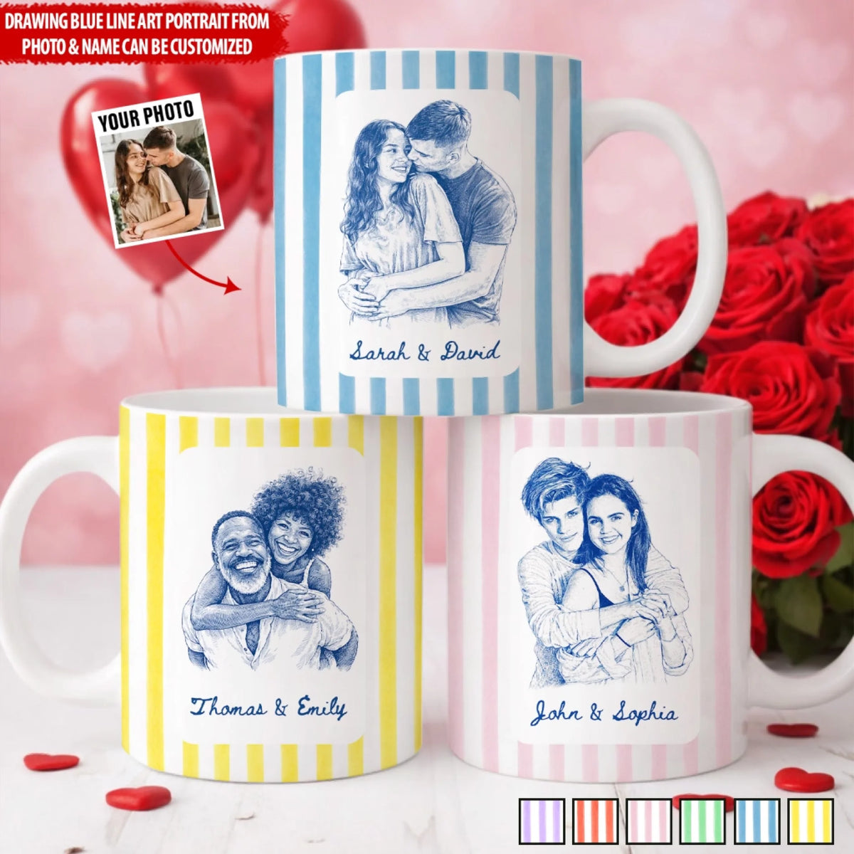Couple Portrait Mug In Toile De Jouy Style mk ads