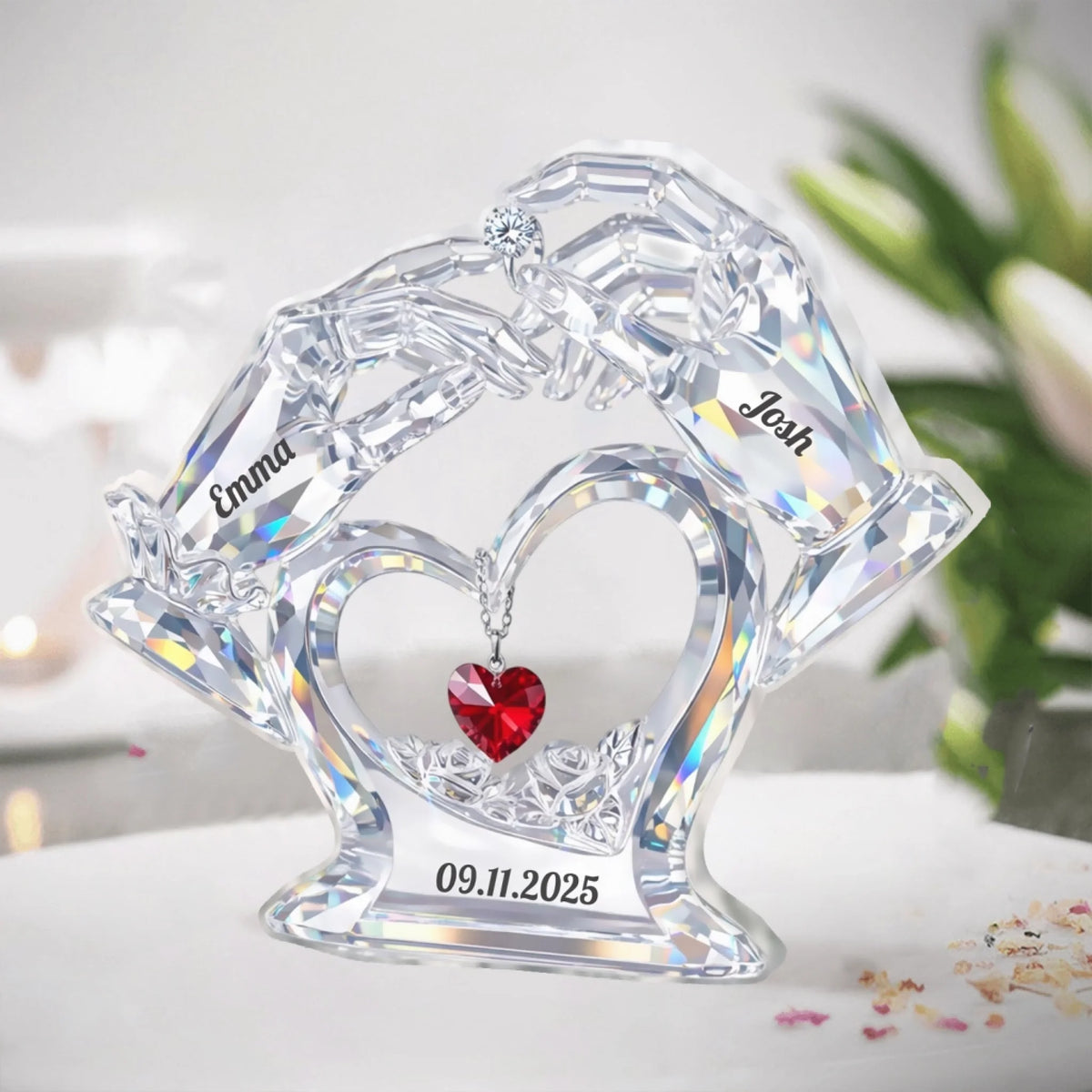 Our Love Story Carved In Crystal - Personalized Acrylic Plaque, Gift For Couples, Anniversary Keepsake Gift
