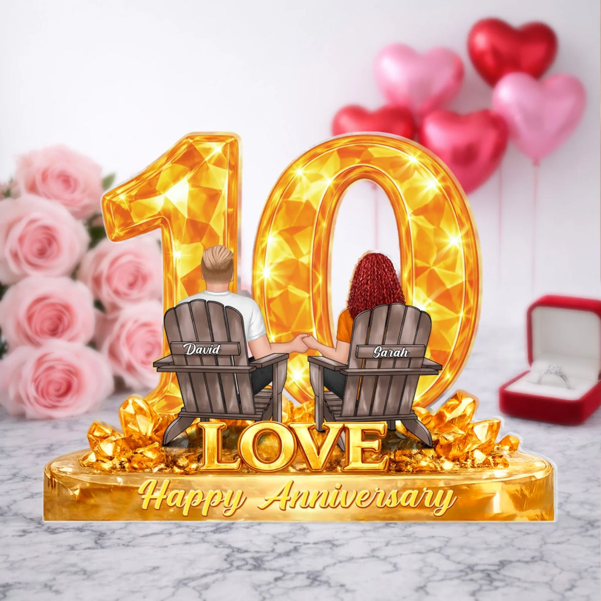 An Anniversary To Remember, A Love To Treasure - Personalized Acrylic Plaque, Wedding Keepsake For Couples, Gift For Lover