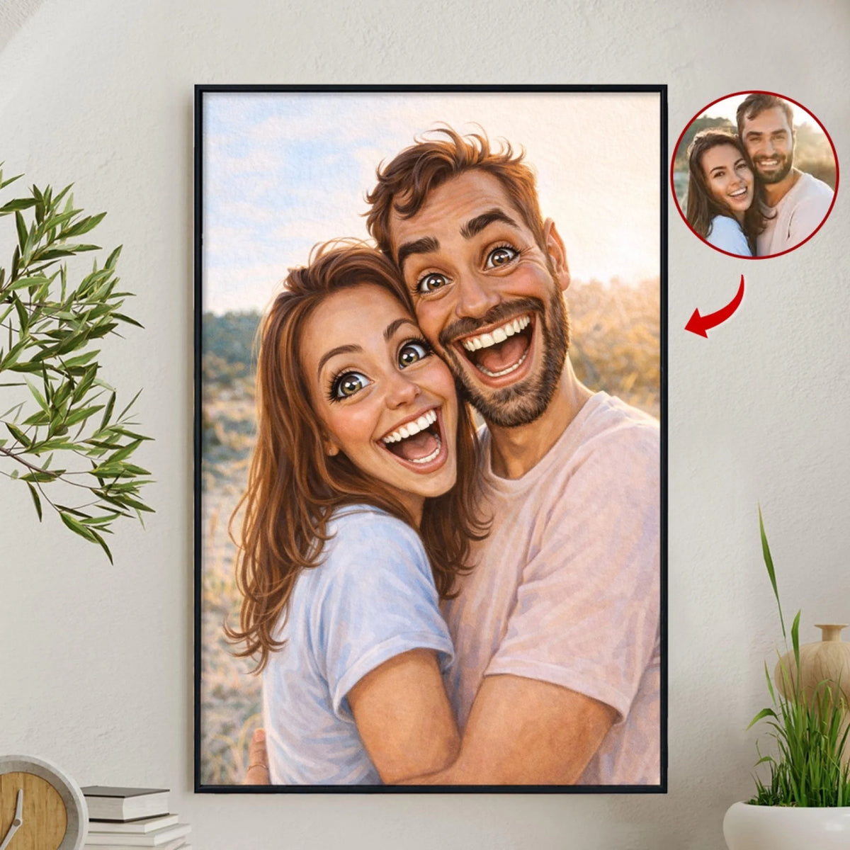 Caricature Portrait From Photo - Personalized Poster, Funny Gift For Couple, Funny Cartoon Portrait