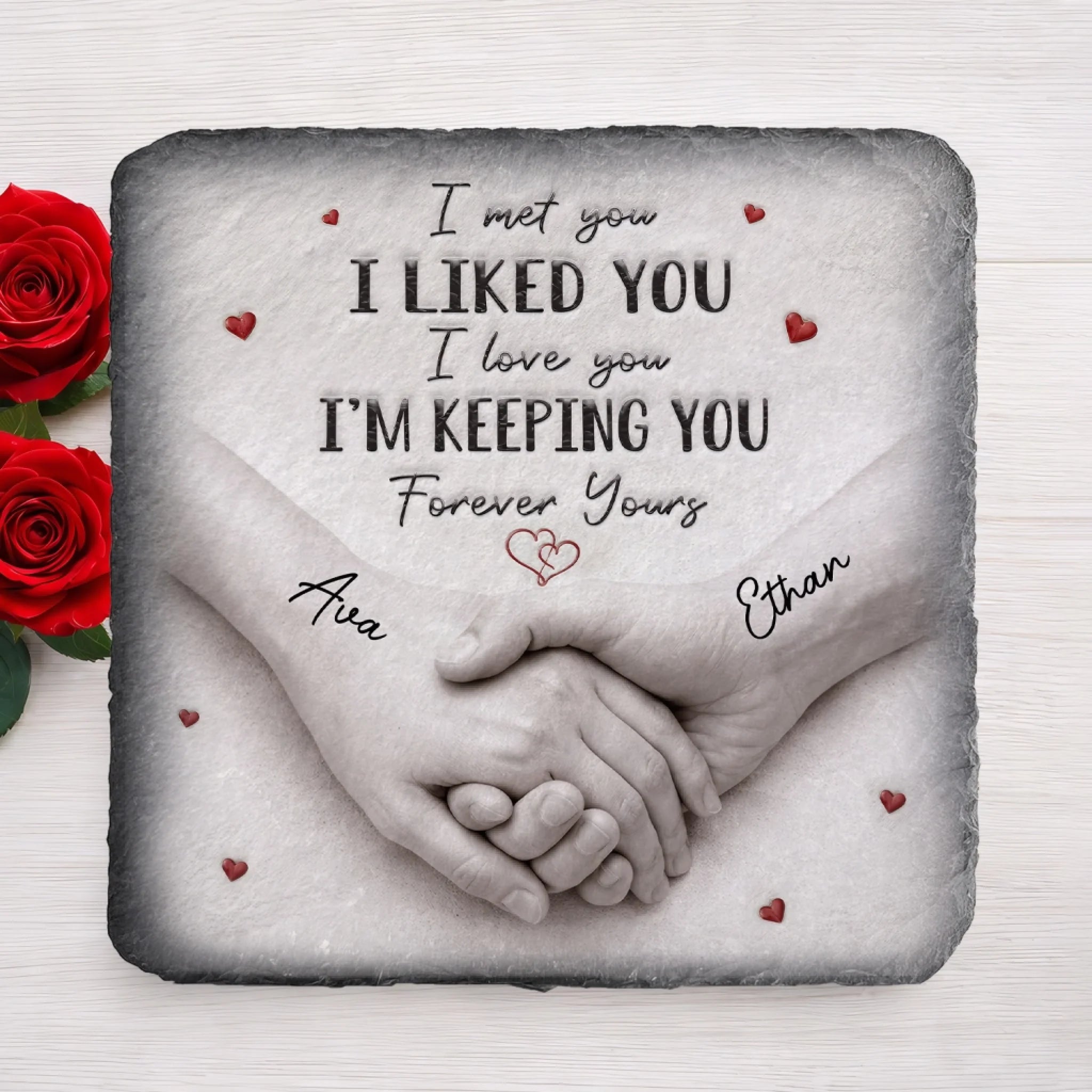 Forever & Always Holding On To You - Personalized Stone, Gift For Couple, Gift For Him, For Her