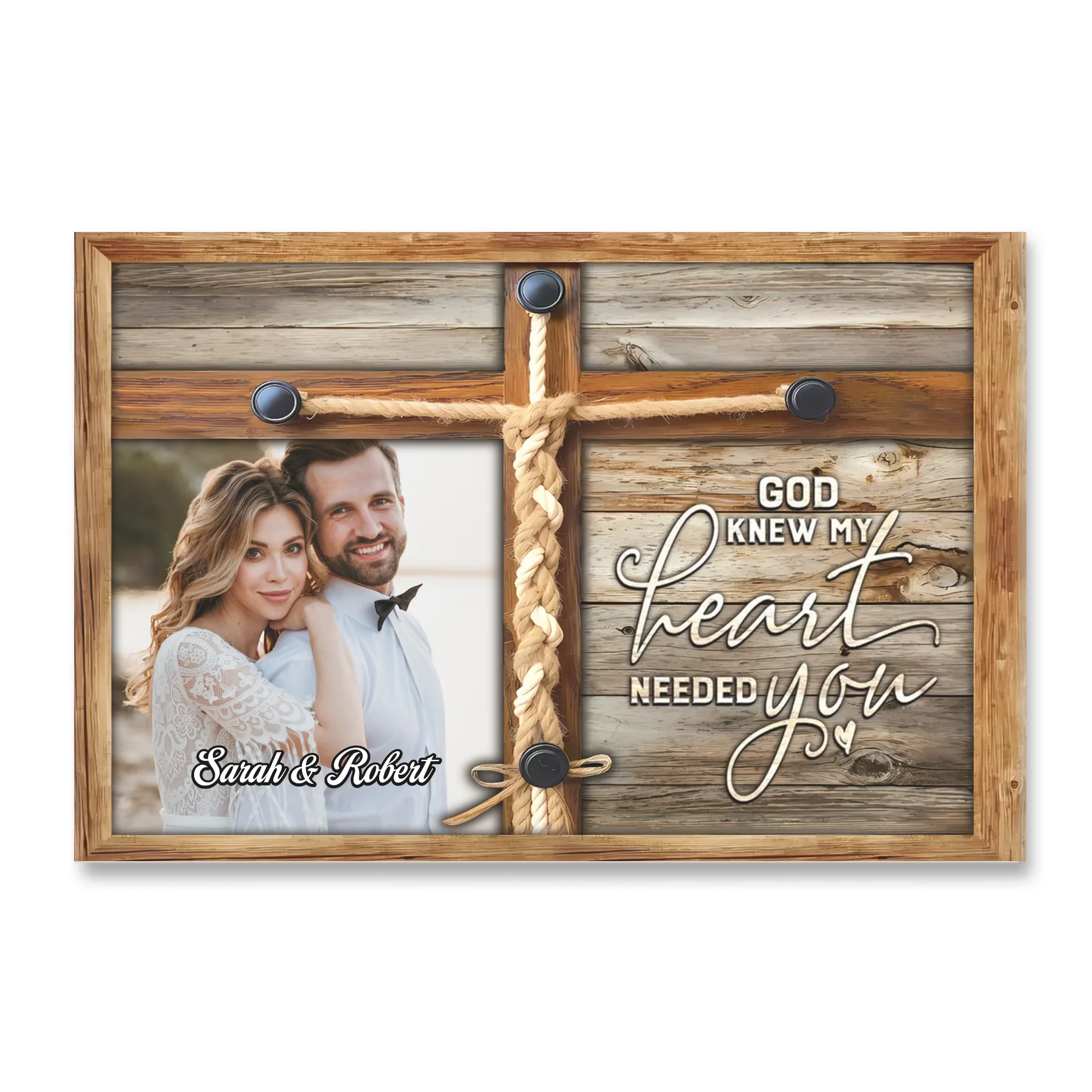 God Knew My Heart Needed You - Personalized Canvas, Gift For Couples, Custom Couple Photo Canvas