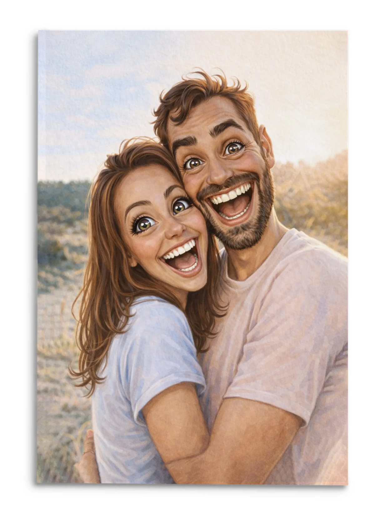 Forever Us Caricature Portrait From Photo - Personalized Canvas, Funny Gift For Couple, Funny Cartoon Portrait